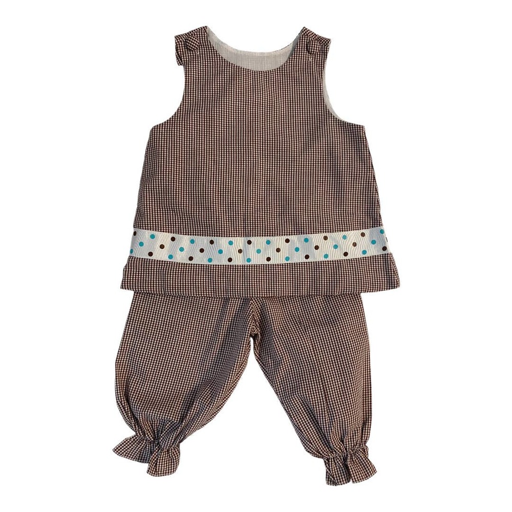 Remember Nguyen brown gingham set size 18 months